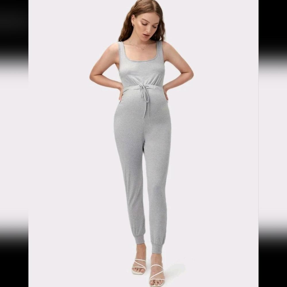 SHEIN Maternity Drawstring High Waist Tank Jumpsuit